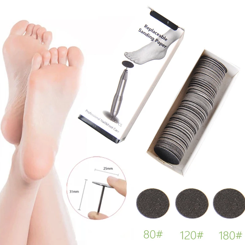 

Callus Dead Skin Remove Sanding Paper Electric Foot File Foot Rasp Files 100Pcs/Box Replacement Sandpaper Disk Pedicure Tool