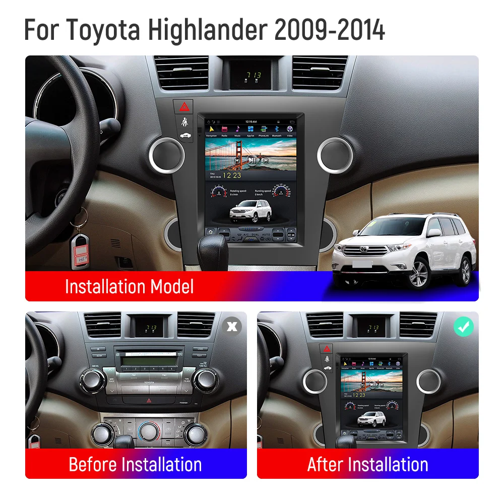 Автомобильный мультимедийный плеер на Android 10 0 для Toyota Highlander 2009 - 2014 Tesla стерео 2 din