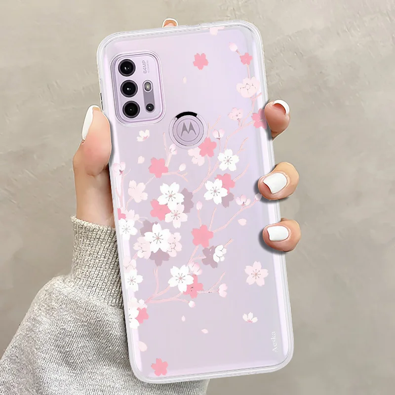 flower transparent cover for motorola e20 edge 20lite 2021 stylus g play g30 g9 pro fusion e7 plus soft silicone moto phone case free global shipping