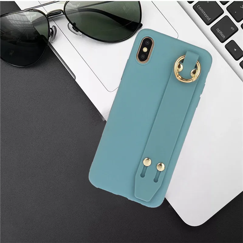 Чехол для телефона с ремешком на запястье для iphone 11 11Pro Max XS Max XR, чехол конфетного цвета чехол для iphone 8 7 Plus X 6 6 S, чехол с браслетом