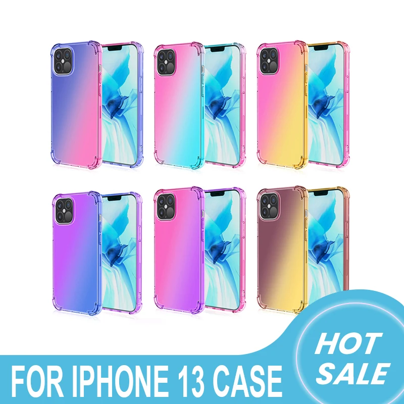 

Cell Phone Case For iPhone 13 Pro Max Shockproof Soft Protection Transparent Back Cover For iPhone 13 Mini Case Rainbow Color