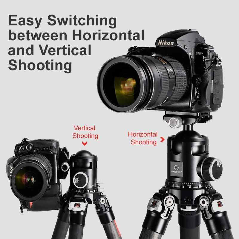 Фото SUNWAYFOTO EB-52 EPIC Series Traveler с шаровой головкой, штатив для DSLR-камеры, штатив с шаровой головкой, профессиональный монопод, панорамный №4