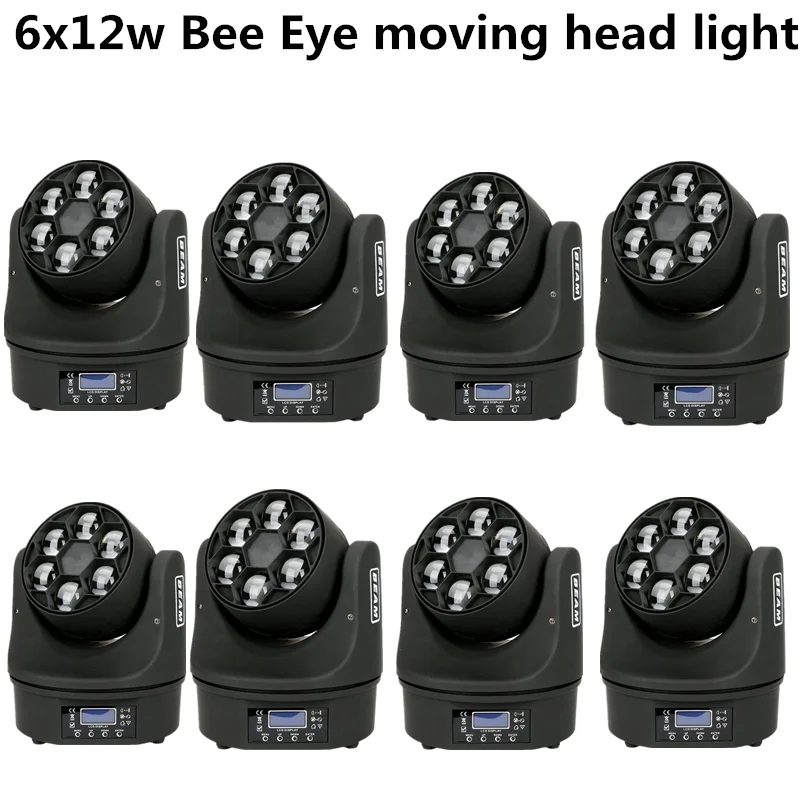 

8pcs/ 6x12w Bee Eye moving head light /beam light professional stage disco lights