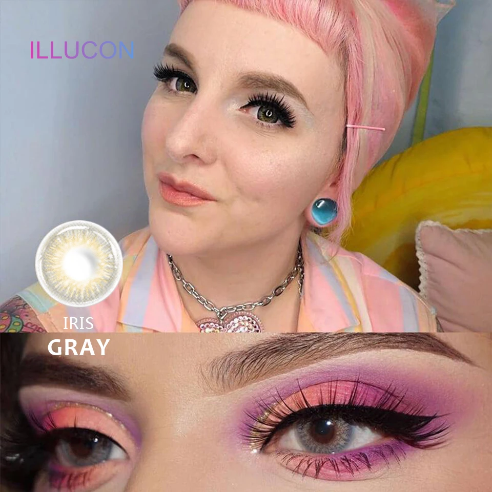 illucon 2pcs pair color contact lenses for eyes colored cosmetic soft contacts lens peggy series free global shipping