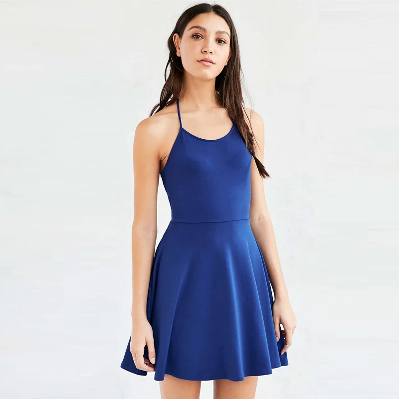 

Summer New Sexy Open Back Bandage Knitting Sweet Neck Dress