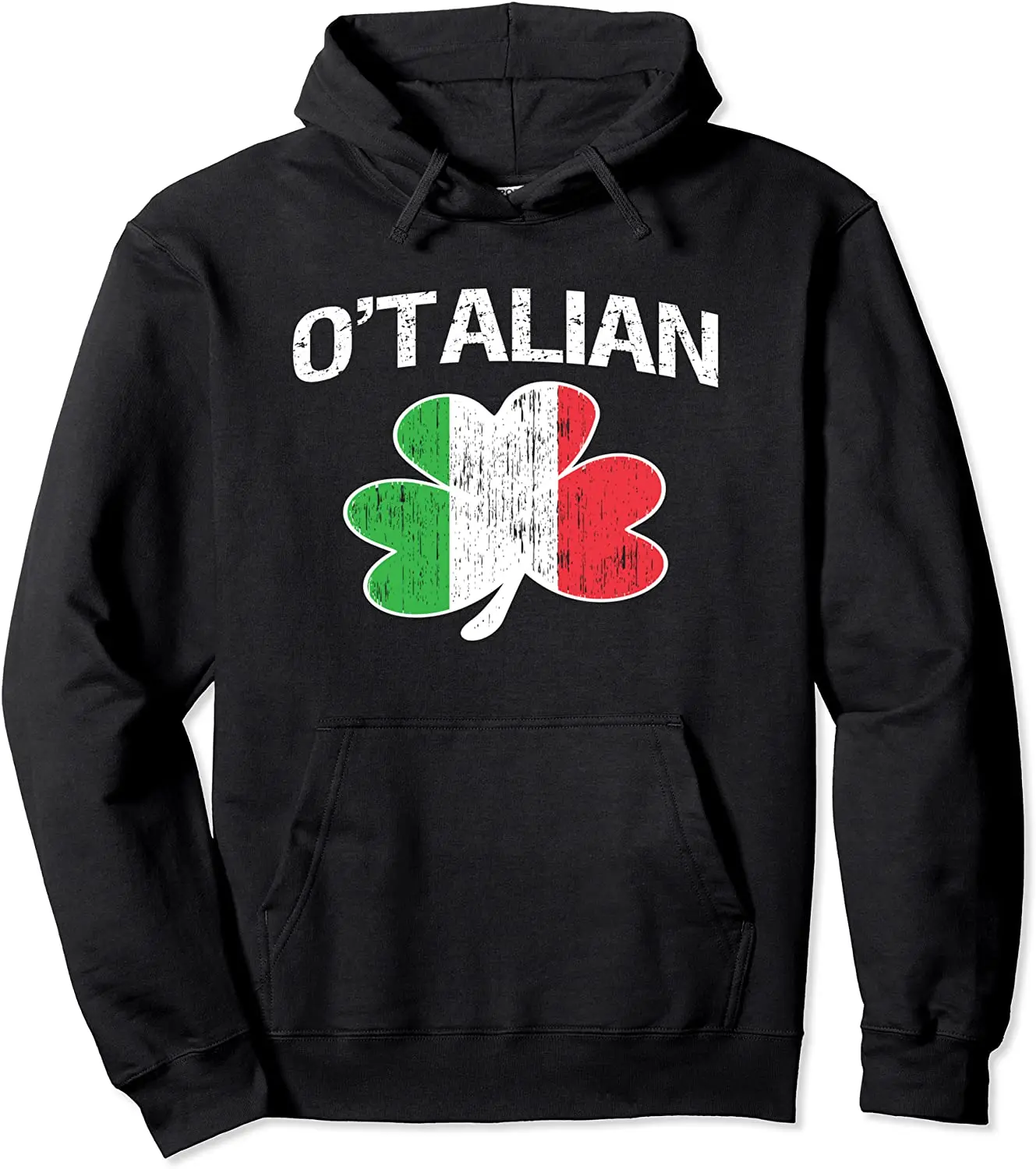 

100% Cotton O'talian Irish & Italian Flag Colored Shamrock Italy Hoodie Pullover Hoodie