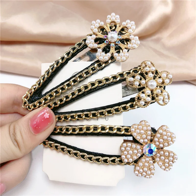 

Корейские бронзовые заколки для волос для женщин, модные геометрические жемчужные Заколки, заколки для волос, головные уборы, аксессуары дл...