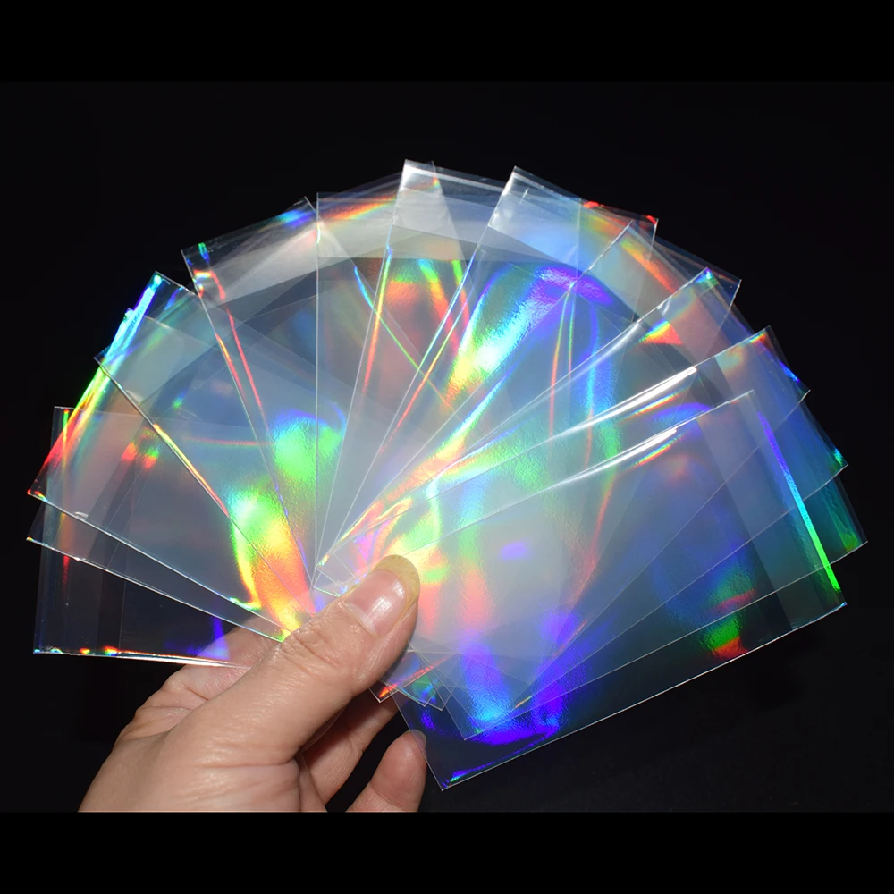 200pcs 57x87mm Rainbow Foil Transparent Laser Clear Sleeves Korea Idol Photo Holographic Protector Trading Cards Shield Cover | Спорт и