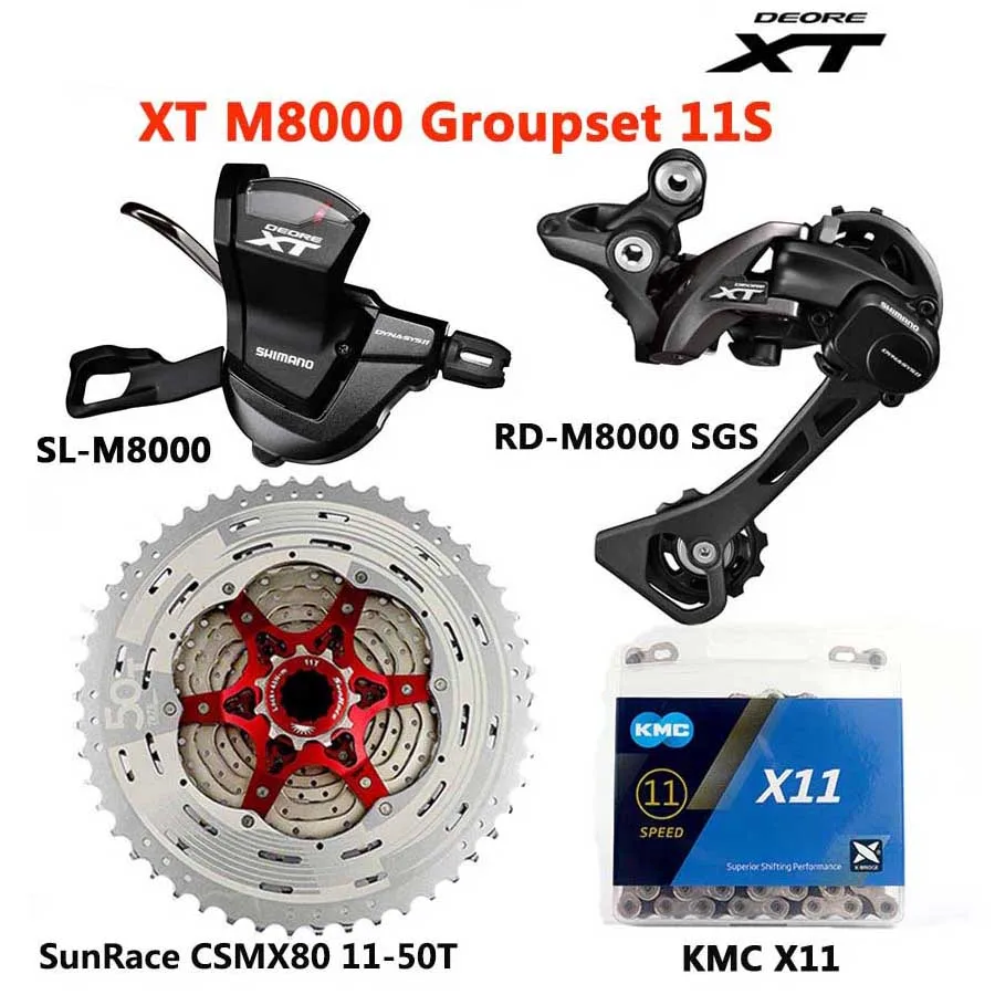 50T Sliver X11 Shimano DEORE XT M8000 Группа Комплект MTB горный велосипед 1x11-Speed 46T 50T SL+ RD+ CSMX8+ X11EL M8000 переключатель заднего хода - Цвет: 50T Sliver X11