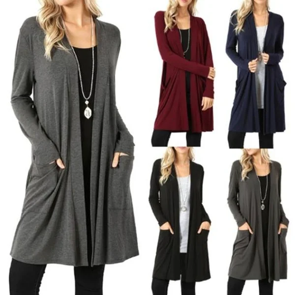 Осенне зимний новый женский свободный модный вязаный кардиган свитер пальто