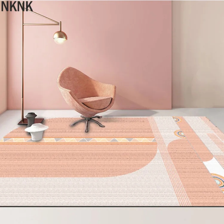 

Nordic INS Pink Geometric Pattern Carpet Living Room Bedroom Coffee Table Mat Room Bedside Blanket Home Decoration