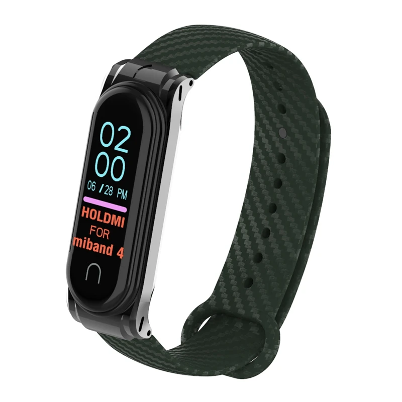 Красочное углеродное волокно mi Band 4 ремешок для mi Band 4 Xiao mi Band 4 с металлической основой спортивный браслет для mi Band 3 замена