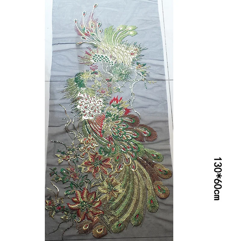 Вышивка блестками Павлин патчи кружева пришить Аппликация сетки платье одежда
