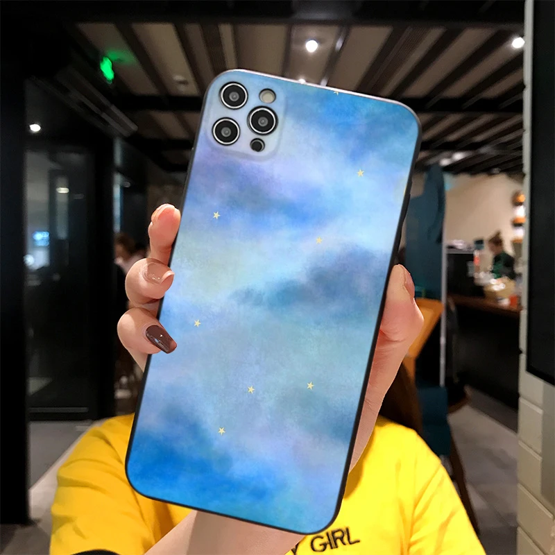 

For iPhone Cloudy Skies Print Soft Matt Apple Case 6 7 8 11 12 Plus Pro X XR MAX 2021 Cover