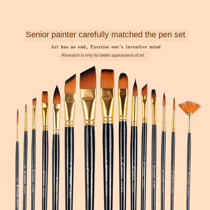 15 шт. нейлоновая ворсистая Ткань Кисть для гуаши акриловая масляная кисть Набор