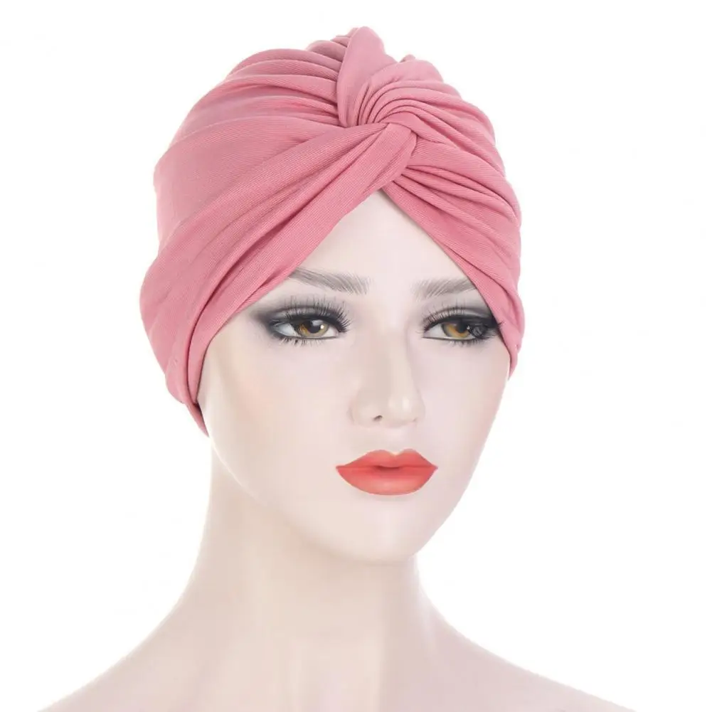 Pretty Women Headscarf All-match Four Seasons Protective Comfortable Hair Loss Cover Warp Knitting Head Wrap for Taking Shower