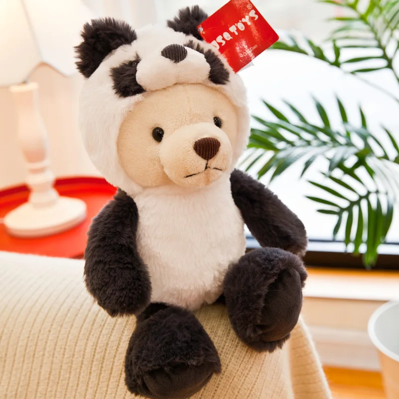 

2021 35CM New Changing clothes Bear plush toy Cute Panda Doll Girl Gift