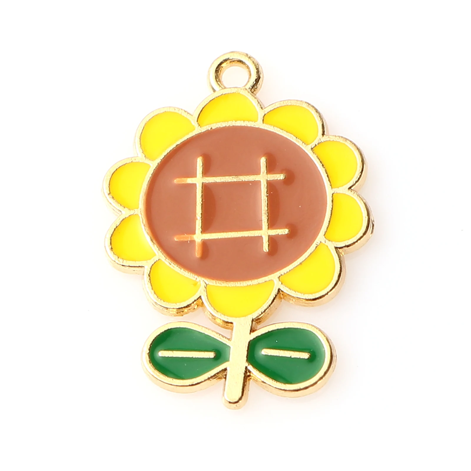 

10PCs Classic Sunflower Style Charms Pendant For Jewelry Making Warm Flower Enamel Earrings Handmade Pendant Necklace DIY
