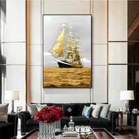 100 hand painted abstract golden sailing painting on canvas wall art frameless picture decoration for live room home decor gift