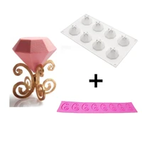 8 hole 3d diamond mini mousse cake mold silicone chocolate cookie mould dessert muffin baking tools cake decoration set holder