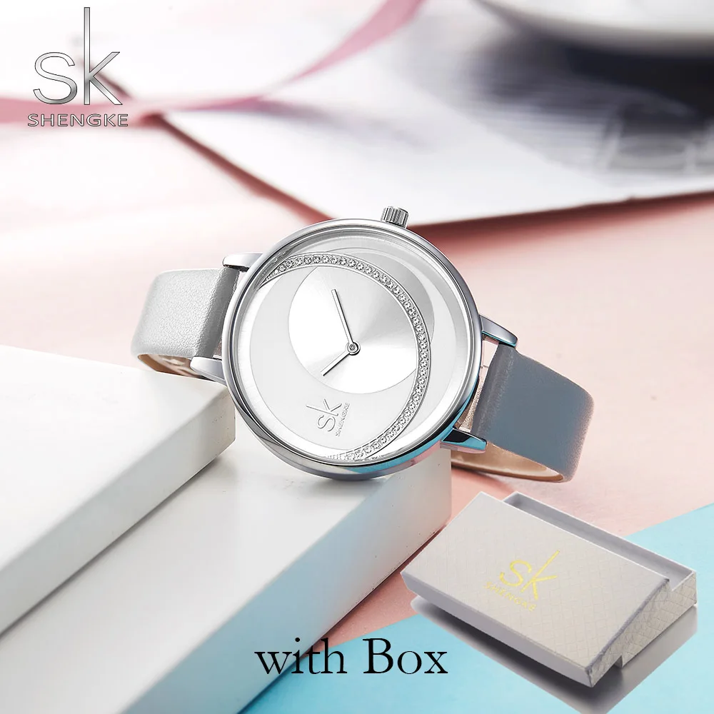 Silver With Box SK Fashion Luxury Brand Women Quartz Watch Creative Thin Ladies Wrist Watch For Montre Femme Female Clock relogio feminino - Цвет: Silver With Box