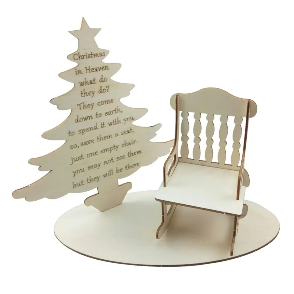 

Wood Table Top Christmas Decoration Rocking Chair Miniature Christmas Tree