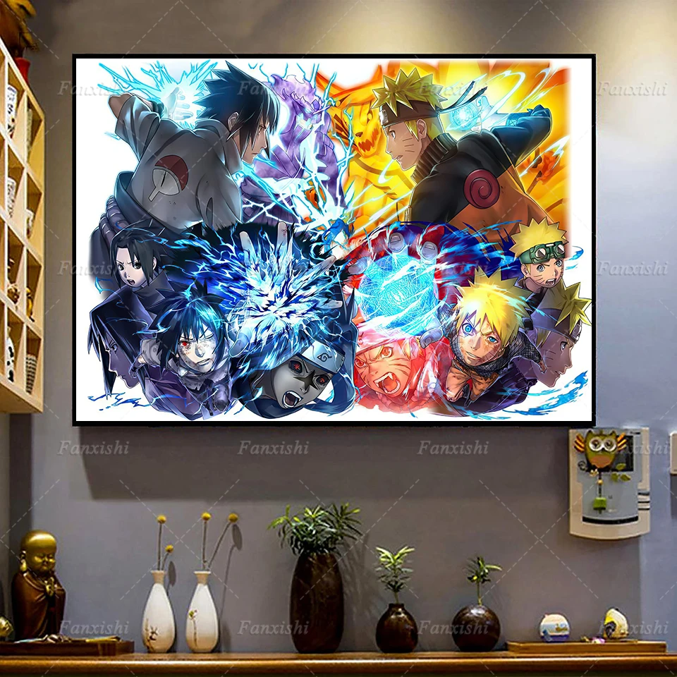 

Anime Naruto Vs Sasuke Painting Posters And Prints Canvas Cartoon Hd Wall Art Modular Picture Boy'S Living Room Home Decor Frame