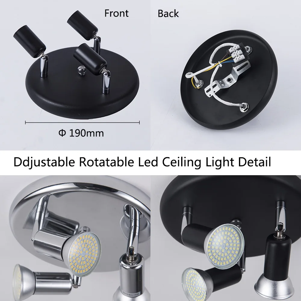 Вращающийся светодиодный потолочный светильник с 3 поворотными точками GU10