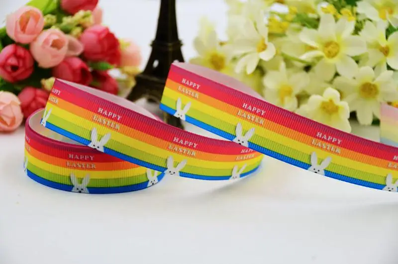 

22mm,25mm,38mm,75mm Easter Rabbit Cartoon Character printed Grosgrain Ribbon party decoration 10 Yards X-00735