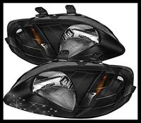 sulinso 2pcs for 99 00 honda civic replacement jdm black headlights head lamps leftright