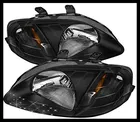 Sulinso 2 шт. для 99-00 Honda-Civic Сменные JDM черные фары передние фары левые + правые