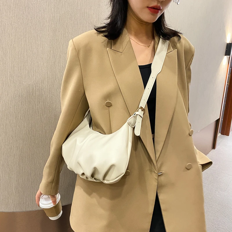 

Fashion Retro PU Crossbody Bag Women Solid Pleated Underarm bag Totes Travel Streetwear Large Capacity Shoulder Messenger Pouch