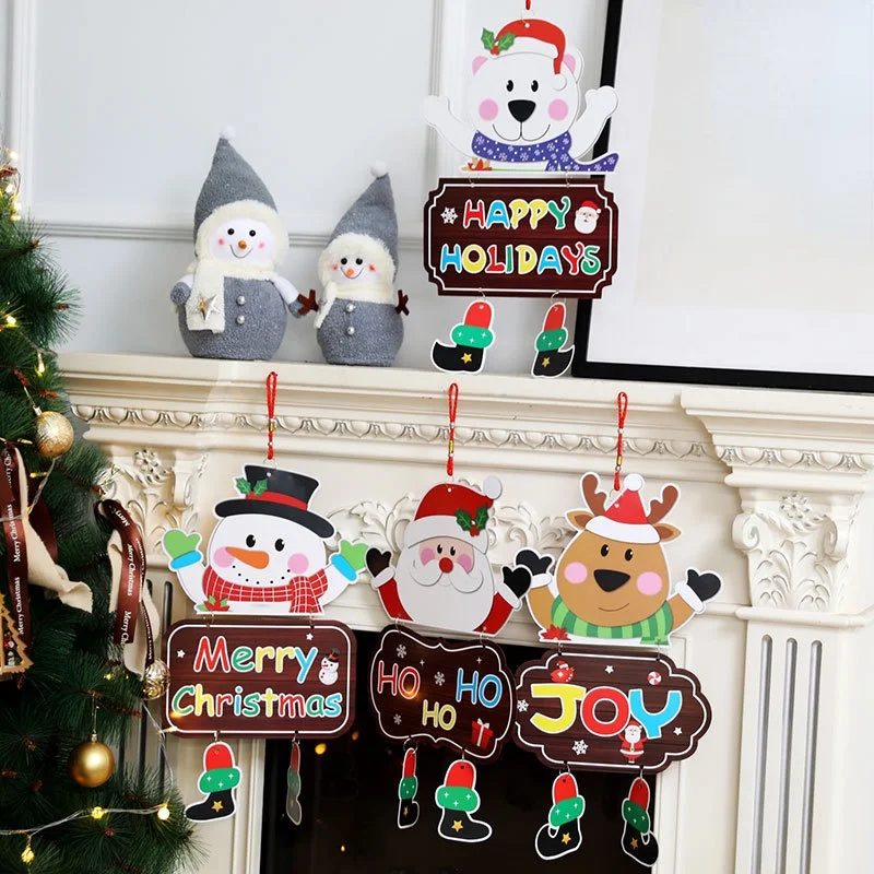 

1Pc Cute Santa ClausPorch Door Banner Xmas Tree Hanging Ornament Christmas Decoration for Home New Year Gift Xmas Accessories