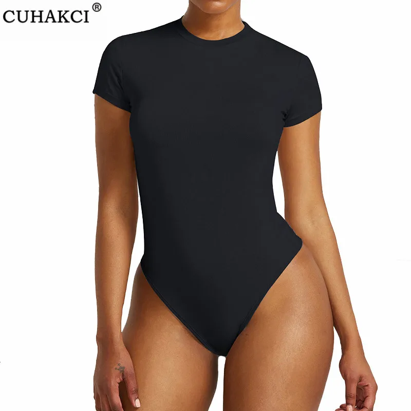 Комбинезон CUHAKCI женский с коротким рукавом пикантный облегающий однотонный