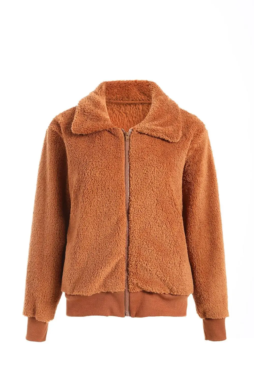 Женская куртка из искусственного меха осенне-зимняя теплая флисовая большого