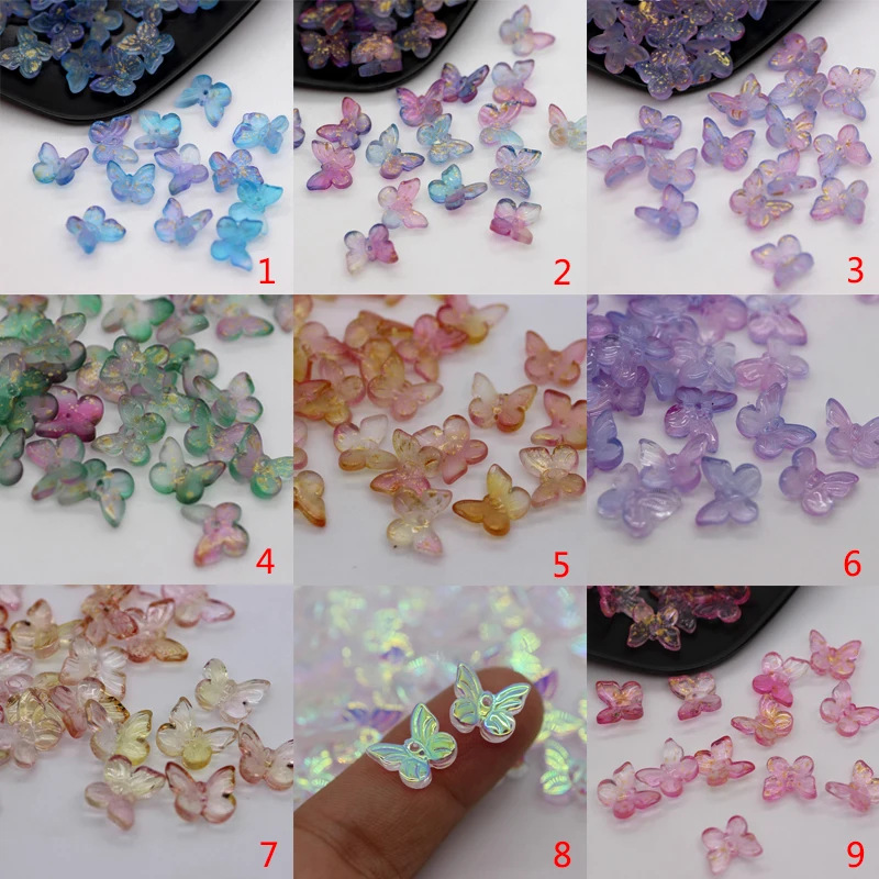 

Стеклянные бусины-бабочки, россыпью, 11 мм