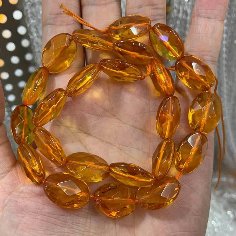 13X18mm натуральный желтый цитрин бусины 15 ''граненые овальные DIY кварцевые