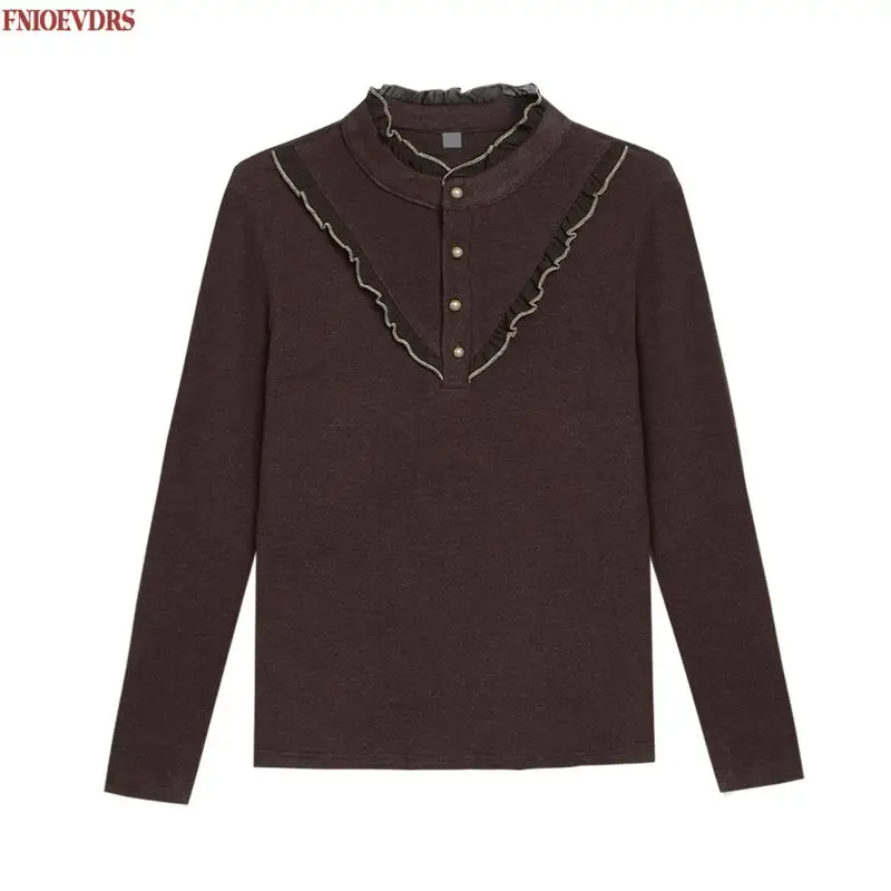 

Winter Spring Warm Velvet Basic Wear Women Cotton Blend Turtleneck Tops And Blouses