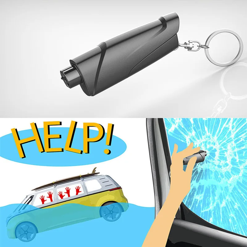 Safety Hammer Car Emergency Rescue Kit Key Chain Knife Life Saving Seat Belt Cutter Window Breaker Glass Emergency Hammer images - 6