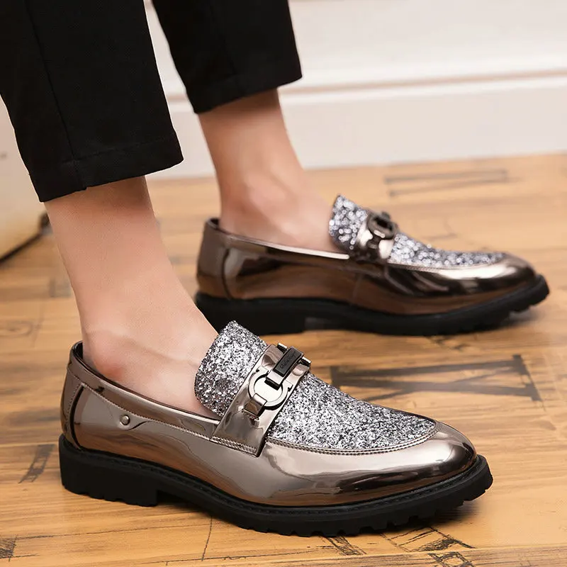 Туфли мужские кожаные с металлической брошью деловые туфли подарок для мужчин 2020