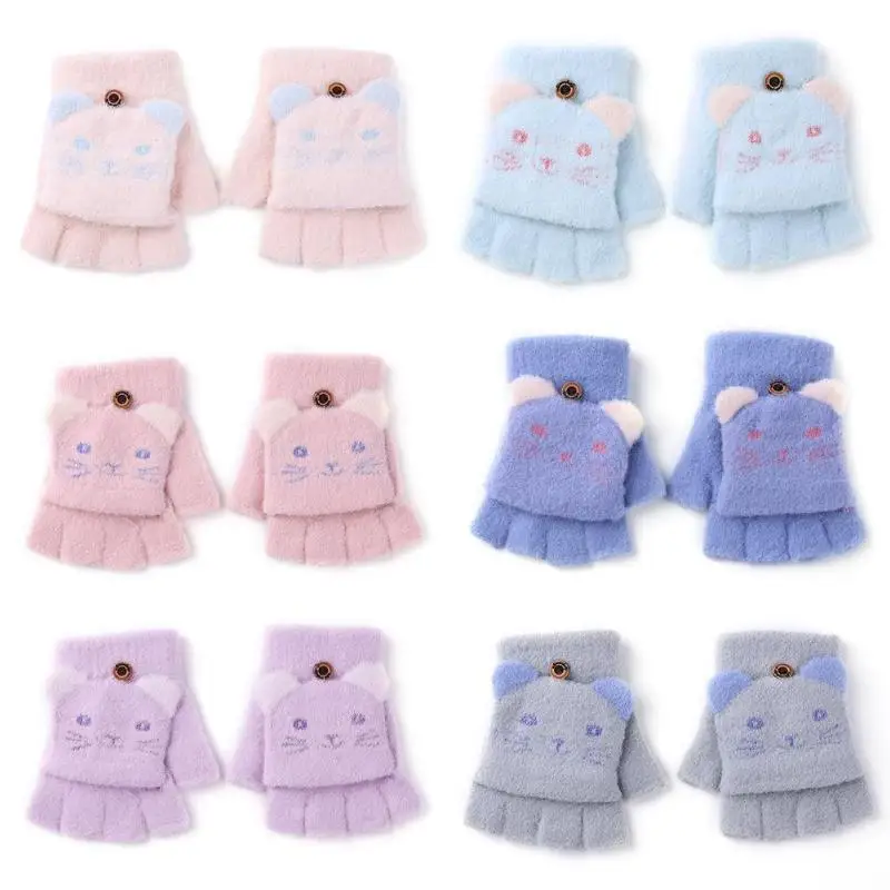 2pcs Cute Winter Warm Gloves Newborn Baby Thicken Stretch Magic Mittens Fingerless Infants Boys Girls Outdoor Ski | Детская одежда и