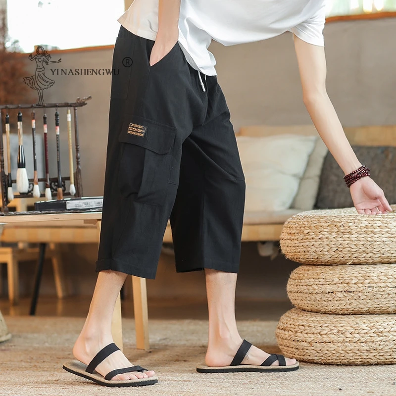 

New Summer Kimono Japanese Retro Plus-sized Harem Printed Pants Chinese Shorts Japan Male Harajuku Yukata Trousers Asian Costume