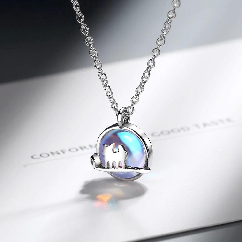 Ожерелье женское из серебра 925 пробы с голубым и белым опалом|Ожерелья| |