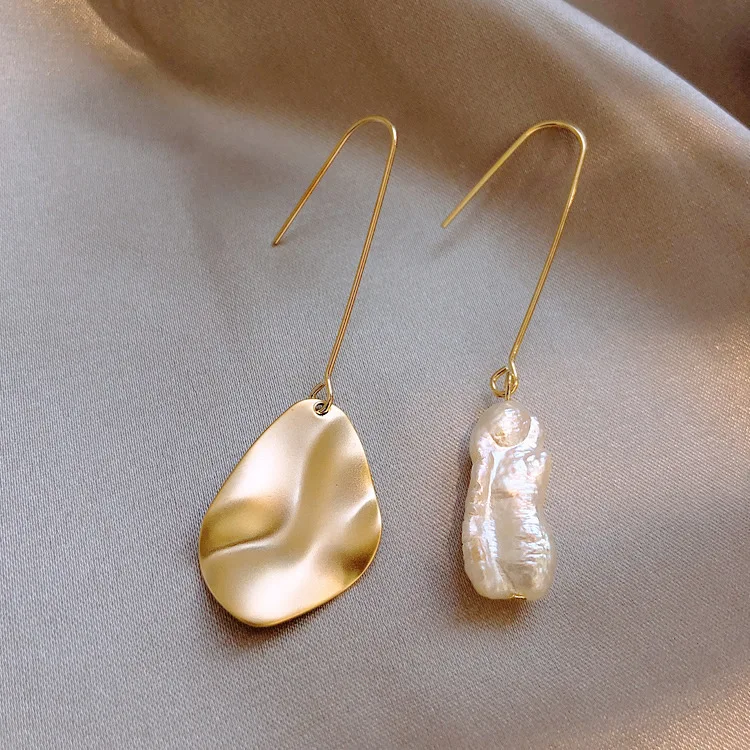 Серьги из натурального пресноводного жемчуга Асимметричные женские большие