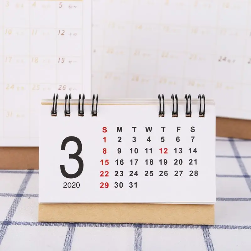 Простой Настольный стоячий бумажный Органайзер 2020 с двойной катушкой календарь