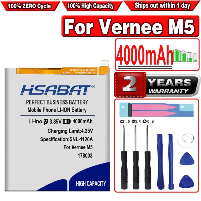 HSABAT 4000mAh 178003 мобильный телефон аккумулятор для смартфона Vernee M5 | Мобильные