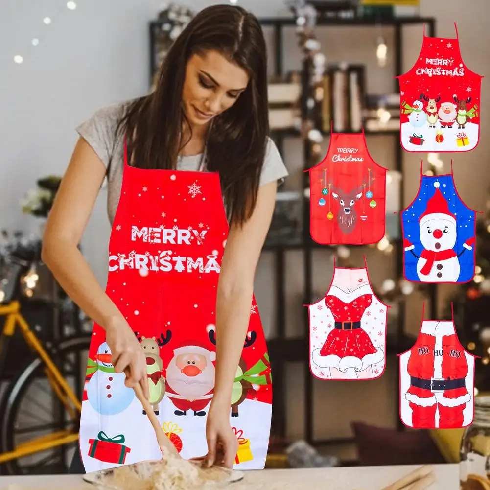 

Christmas Apron Santa Claus Apron Fabric Skirted Collection Decor Children's Adult Painting Dress