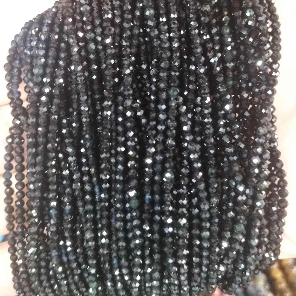 Black Spinel Граненые 2 мм бусины из натурального камня розовый кристалл кварца лазурит Агаты драгоценные камни бусины для самостоятельного изготовления ювелирных изделий браслет ожерелье - Цвет: Black Spinel