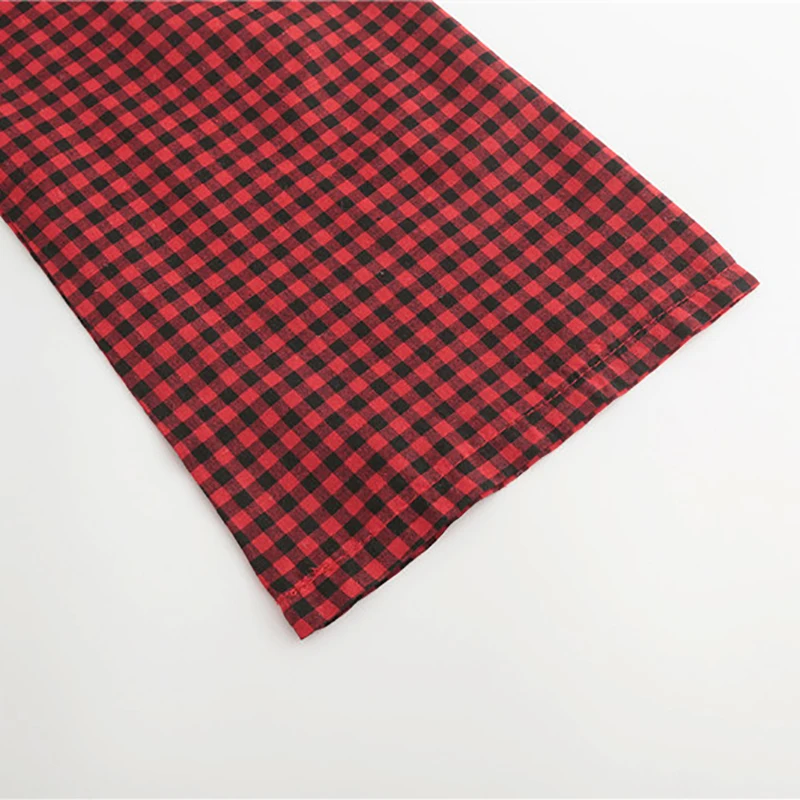 Женская Облегающая рубашка в клетку красная блузка с длинным рукавом и поясом на