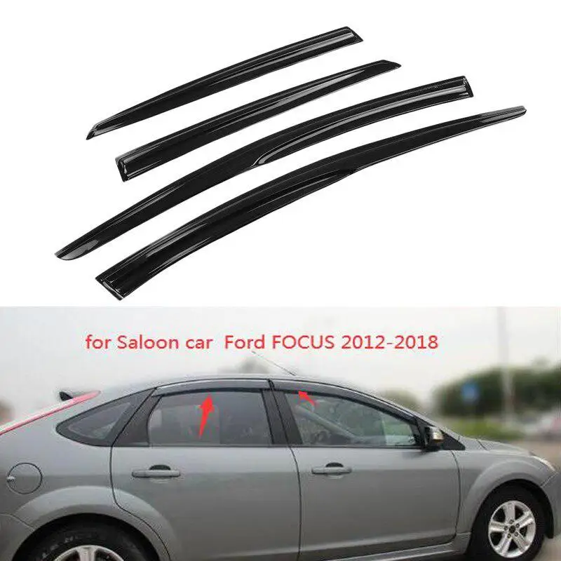 

4PCS Car Window Visor Deflector Visor Shade Sun Guard for Saloon Car Ford Focus 2012-2018 Automobile Car Deflectors Accessories